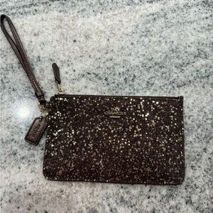 Coach Sparkling Brown Wristlet Clutch